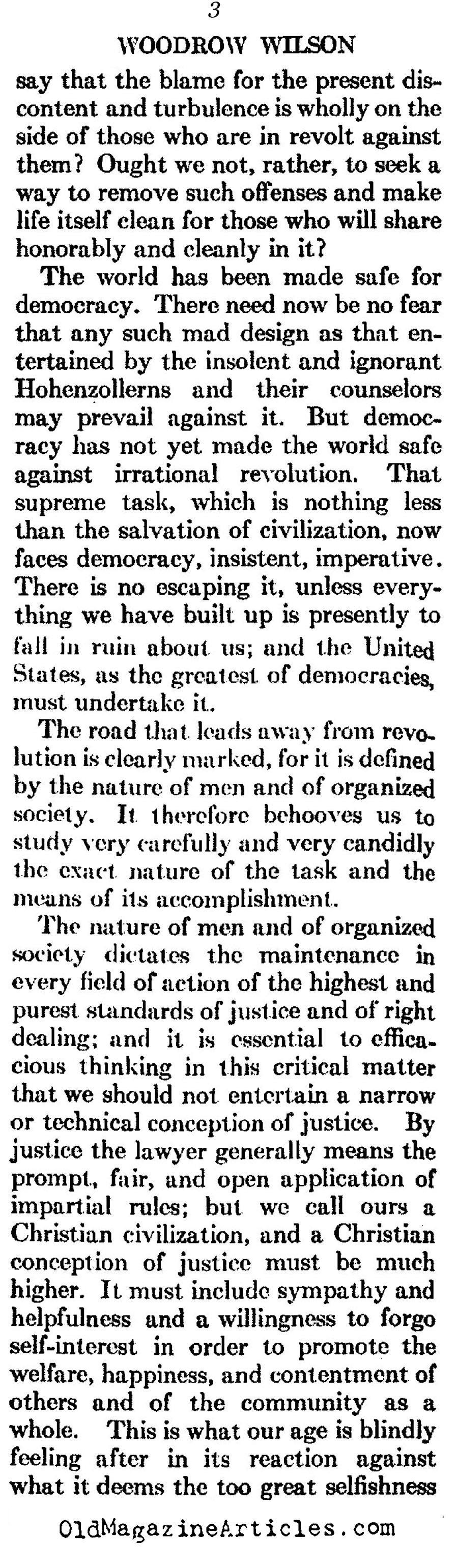 Woodrow Wilson on the Russian Revolution and the Red Scare (Atlantic Monthly, 1923)